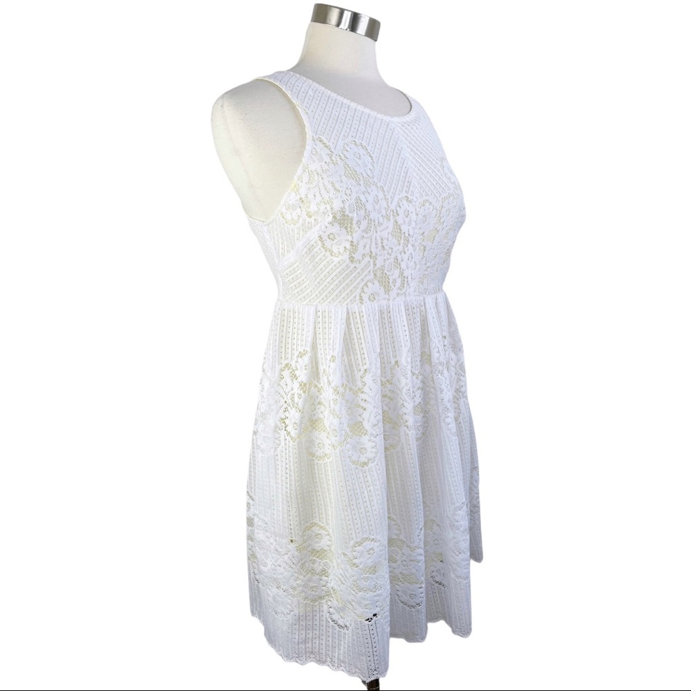 Free People White Lace Fit-and-Flare Mini Dress - Picture 3 of 10
